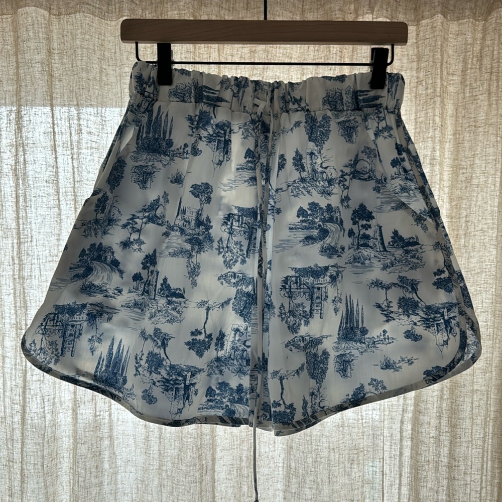 Brand new Eliza Faulkner Bailey Shorts Blue Toile De Jouy - Picture 1 of 7